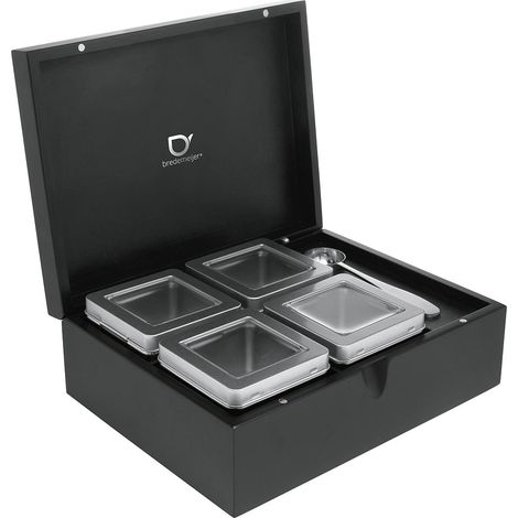 Teebox mit 4 Dosen und Kaffeemaßlöffel matt schwarz (1/6)