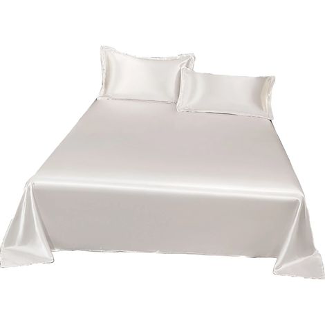 1 Ensemble de draps en satin, format Queen, taies d'oreiller incluses, texture lisse et rafraîchissante, pour chambre à coucher (1/5)