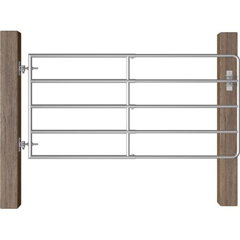 Portillon à 5 barres Acier (95-170)x90 cm Argenté (1/5)
