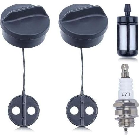 2 Stück Tankdeckel für Stihl FS38 FS45 FS55 FS56 FS80 FS81 FS85 FS88 FS120 Freischneider, Benzin mit Filter und Ersatzzündkerze - (1/5)