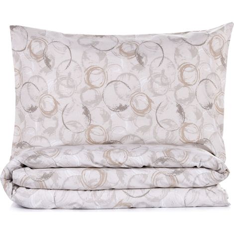 Parure de lit - 1 housse de couette 220 x 240 cm + 2 taies d'oreiller 60 x 60 cm - 100 % coton renforcé - Beige