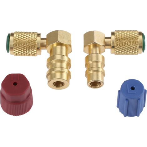 2 Adaptateur Conversion R12 Vers R134A, Valve Coupleur Rapide 90°, Cuivre Massif, Pour Climatisation Auto (1/5)