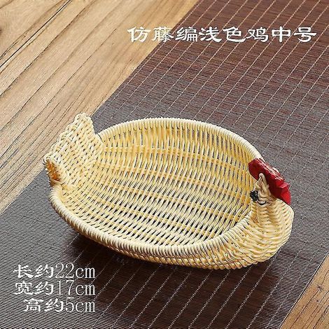 Obstkorb aus Rattan, Aufbewahrungskorb für den Haushalt, Aufbewahrungskorb mit Tiermotiven aus Rattan, multifunktionale Dekoration – Hühnerform (mittelgroß)