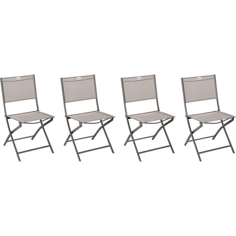 Hesperide – Lot de 4 chaises de jardin pliantes Modula – Acier traité époxy – Résistantes aux intempéries – Dimensions 52x46x87cm – Confort optimal