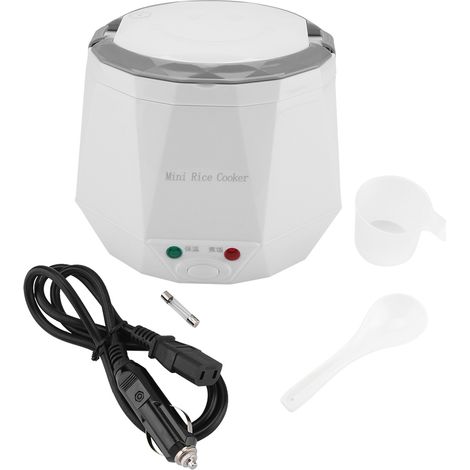 Tragbarer elektrischer Reiskocher (12 V, 100 W, 1,3 l) fürs Auto, multifunktionaler Dampfgarer, weiß