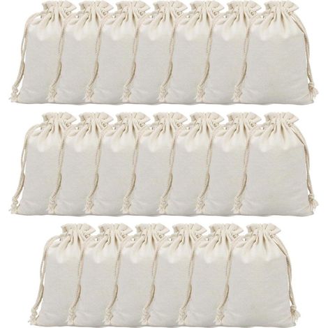 20 petits sacs en tissu, sacs en coton, pochons bijoux en lin, sacs cadeaux avec cordon, réutilisables 13 x 18 cm (1/5)
