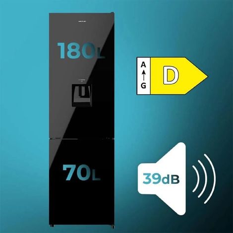 Frigorifero Cecotec combinato 250 litri nero vetro