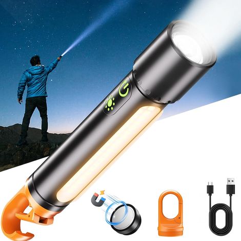 Rechargeable flashlights, high-lumen flashlights, super bright flashlights, tactical flashlights with 9 light modes, portable flashlights (1/5)