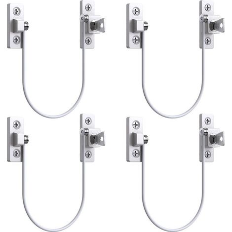 4pcs Window Door Restrictor Window Lock UPVC Window Limit Lock Security Cable Limit Lock with Key and Screws (1/5)