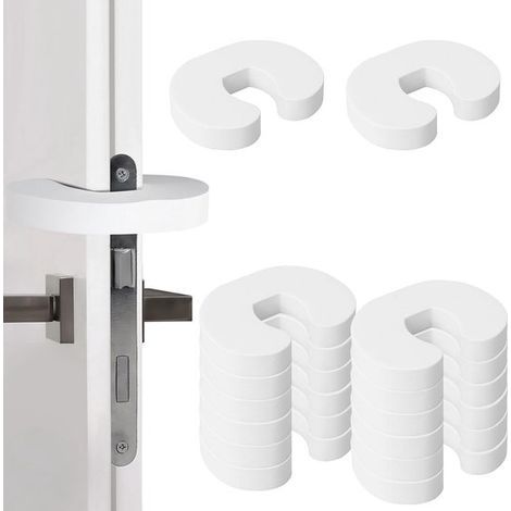 Butée de porte - Lot de 12 - 8 x 9 x 1,5 cm - Blanc - Protège-doigts pour portes en mousse EVA souple et anti-claquement (1/5)