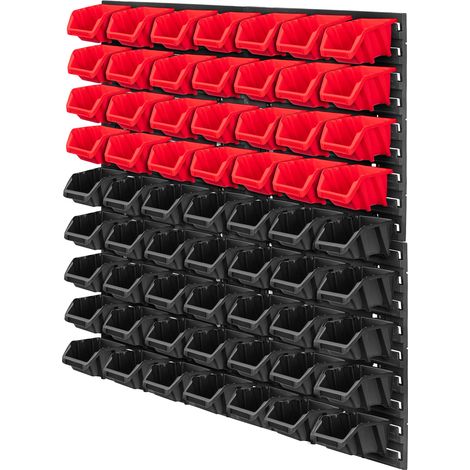 KADAX Werkstattwandregal, Werkstattregal für Garage, Rot und Schwarz, 63 Stück, 78x78 cm