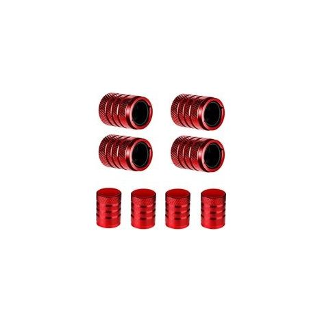 8 Pieces Bouchon Valve Pneu Voiture, bouchons de valve de pneu de voiture, de vélo en aluminium pour une pression stable des pneus avec doublure en plastique pour voiture camion (rouge)
