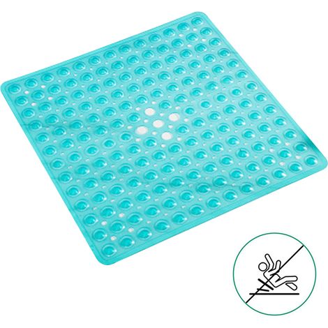Tapis de douche carré antidérapant et anti-moisissure, lavable en machine, avec ventouses, en caoutchouc antibactérien, pour enfants, avec trous de drainage.