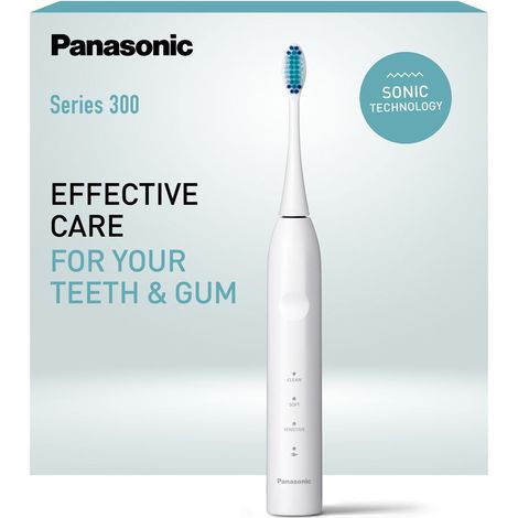 Spazzolino elettrico Panasonic EW-DCA3-W503 Serie 300 Bianco tecnologia sonica 37.000 vibrazioni/min IPX7 ricarica USB-C