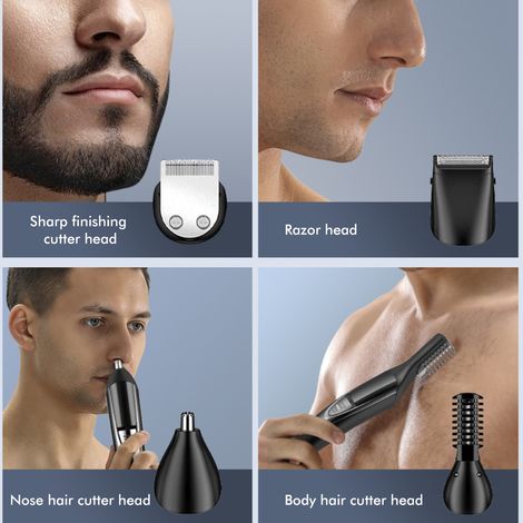 Tondeuse Cheveux 5-en-1 Professionnelle, Rasoir de Précision USB Rechargeable, Coupe-Barbe et Moustache, Épilation Nez et Oreilles, Finition Détaillée, Kit de Soin Homme (1/5)