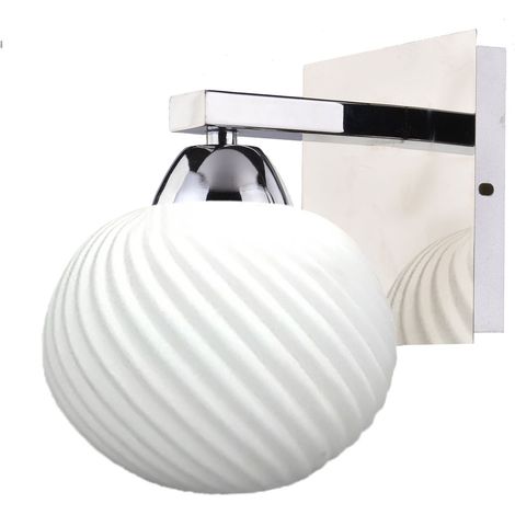 Applique murale moderne chrome, verre blanc E27 Madryt