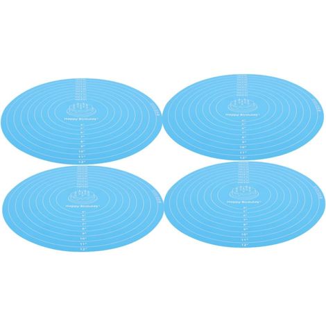 BESPORTBLE 4pièces Tapis de Cuisson Silicone Gradué Antiadhésif et Antidérapant pour Étaler la Pâte Cuire des Pizzas Gâteaux Réutilisable Rond'-'- (1/5)