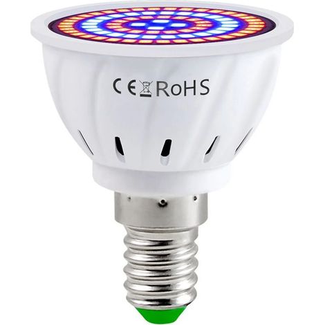 Lampe horticole 7W E14 80 LED pour plantes d'intérieur, légumes et fleurs. (1/2)