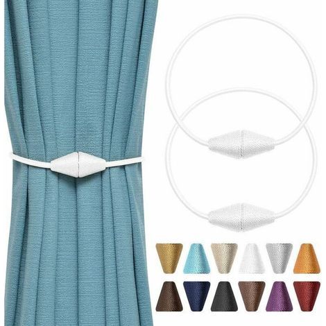 HONORNIC - Lot de 2 attaches magnétiques pour rideaux (blanc) faites à la main en corde tressée pour rideaux décoratifs (1/5)