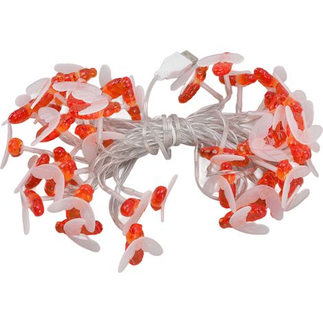 Ortviai Guirlande Lumineuse Étanche en Forme d'Abeille, 40 LED, 6 m, Alimentation USB, Blanc Chaud