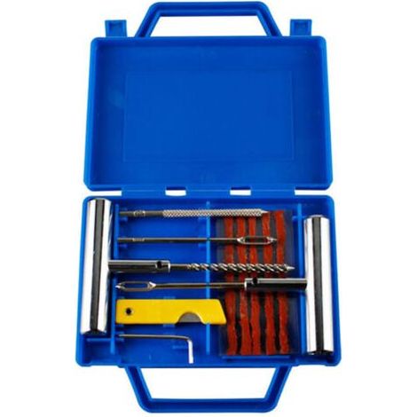 Kit de Réparation de Pneu, Kit de Reparation avec Gants Jetables, Tubeless Roue De Pneu Crevaison Outil De Rectification Set pour Moto, VTT, Jeep, Réparation de Perforation de Pneu Plat (1/4)