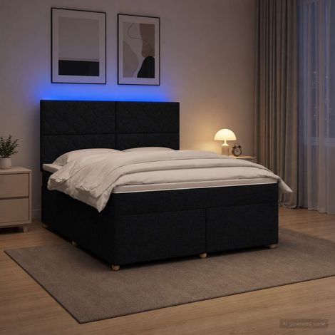 vidaXL Lit boxspring avec matelas Noir 140 x 200 cm Tissu (1/5)