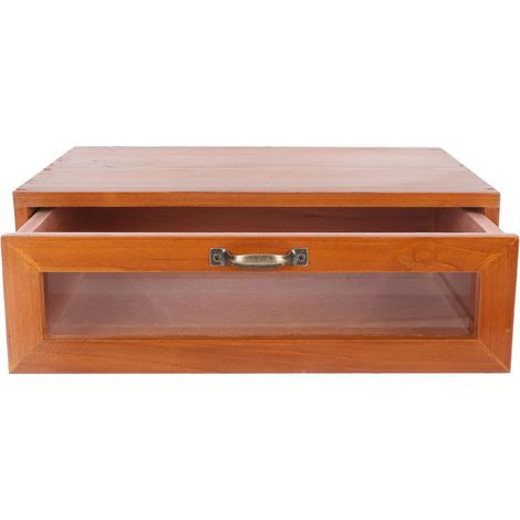 Support Moniteur en Bois Rétro Tiroir de Rangement, Organiseur de Bureau Simple et Élégant pour Bureau et Espace de Travail (1/5)