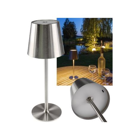ChiliTec Tischleuchte Akku Dimmbar USB aufladbar Edelstahl Silber (1/5)
