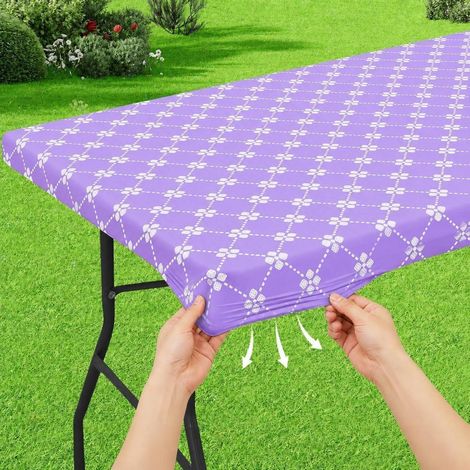 Abwaschbare Tischdecke Violett 75x183cm, pflegeleicht, wiederverwendbar, für Innen & Außen