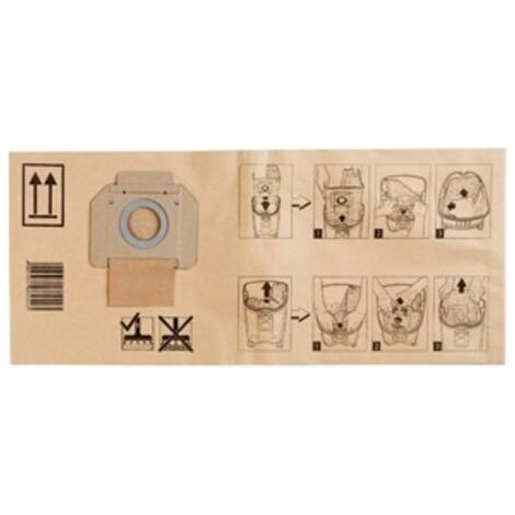 Lot de 5 sacs papier pour aspirateur Makita VC2010L/VC2511 – Tissu non tissé 10L – Filtration optimale des particules – P72899 (1/5)