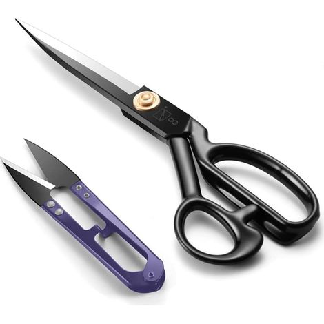 Ciseaux à Tissu 22,5cm Acier Carbone - Couture, Cuir (Droitier) Tranchant et résistant. De conception ergonomique, idéal pour la couture, le travail du tissu et du cuir (1/5)
