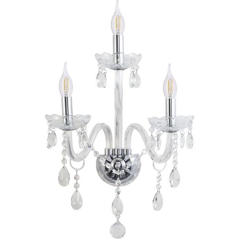 Lampada da parete a triplo candelabro glamour Cristallo 3x40W E14 Candellux