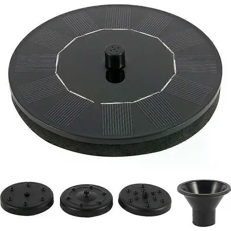 Pompe à fontaine solaire avec panneau flottant, idéale pour les bassins d'abreuvoirs à oiseaux, avec 4 buses, parfaite pour les jardins, les piscines extérieures et la décoration des étangs. (1/5)