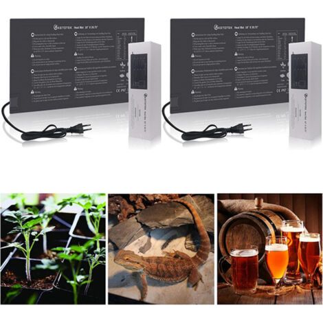 BARKBUSTERSLot de 2 tapis chauffants horticoles, 52.6x25.2cm, étanches IP67, parfaits pour plantes et mini serres.
