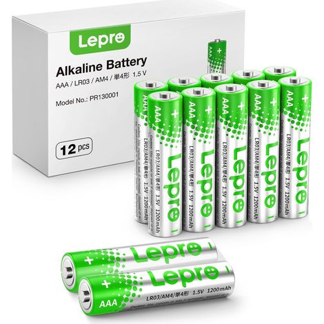 Piles Alcalines AAA - Lot de 12-1,5V LR03 - Haute Capacité 1200 mAh (1/5)