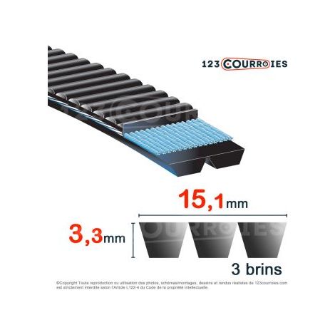 Courroie trapézoïdale polyuréthane Bando Banflex 3-5MS518
