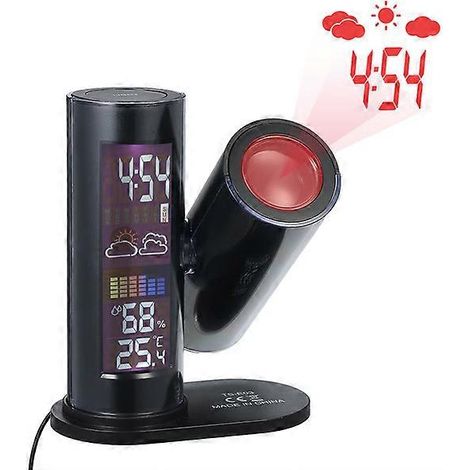 Réveil à projection, réveil numérique domestique, horloge LED multifonction, thermomètre et hygromètre, horloge électronique (1/5)