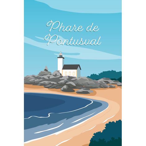 Tableau sur toile phare Pontusval 45x65 cm - Impression sur Toile Murale Décorative - Image imprimée en HD sur Toile - Toile sur Châssis en Bois FSC - Fabriqué en France (1/4)