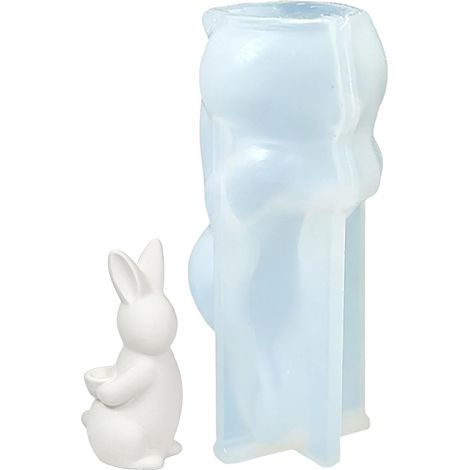 Moule en Silicone pour Lapin Moule de Coulage Forme Animal Pour Chocolat Lapin pour Plâtre Résine Argile Fête de Printemps Anniversaire Célébration Déco Étagère Maison (1/5)