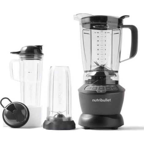 Blender - NUTRIBULLET - NBF500DG - 1200 Watt - Pichet 1.65L - 2 tasses et 2 couvercles de voyage inclus - Noir - Sans BPA