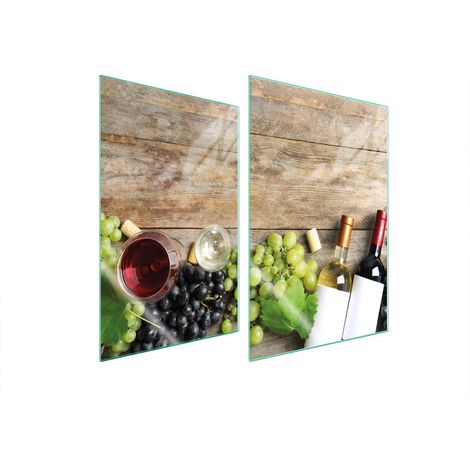 Plaque de protection en verre pour cuisine 2x35x52 bois (1/5)