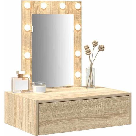 Coiffeuse en Bois d'Ingénierie 60x40x70 cm, Table de Maquillage Compacte avec Rangement, Couleur Marron (1/5)