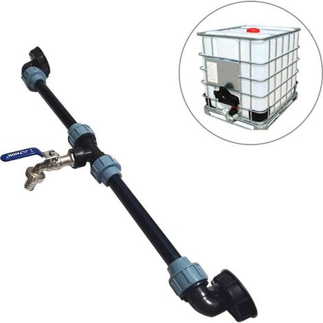IBC-Tankadapter – IBC-Anschlussset, Adapter für 2 Tanks mit Schwanenhals-Ablassventil, PE-Rohrbogen für IBC-Gartenwassertank (1/5)