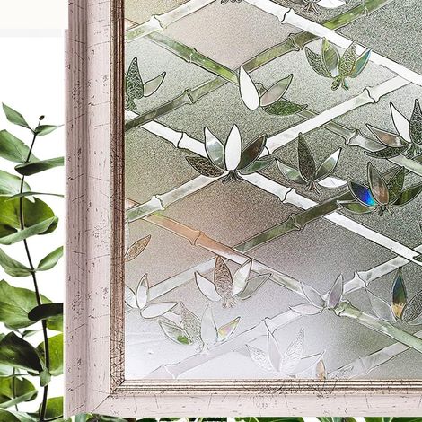 Sichtschutzfolie für Fenster, 44,5 x 200 cm, Blumen-elektrostatische Fensterfolie, selbstklebende Anti-Peep-Fensterfolie für Sichtschutzglas, elektrostatische Fensterfolie