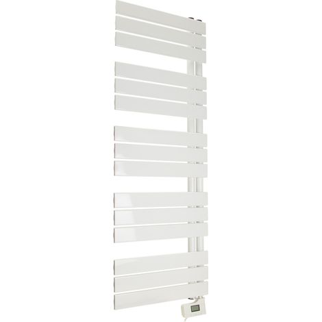 Sèche serviette aluminium - 500W - blanc - barres plates en "E" - Voltman (1/4)