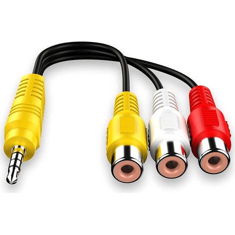 Cable de video 3x RCA hembra a 3.5 de 4 pines 0.15 M Blanco (1/4)