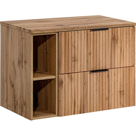 Waschtischunterschrank 80cm Adriel mit 2 Schubladen, Holzoptik (1/5)