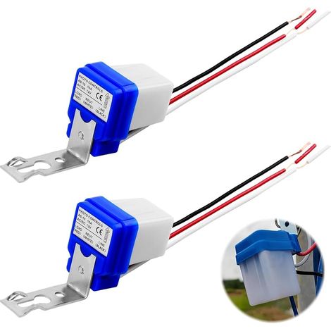 2 pièce AC/DC 12V 10A Automatique Auto ON OFF Photocellule Commutateur, Capteur Crépusculaire à Aube, Étanche et Économie d'Énergie pour Extérieur et Intérieur (1/5)