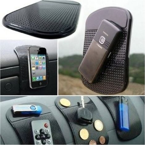 Trade Shop - Tappetino Auto Antiscivolo Base Adesivo Per Cruscotto Silicone Poggia Cellulare -