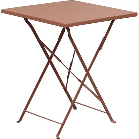 Table de jardin carrée pliable en métal terracotta - BACA